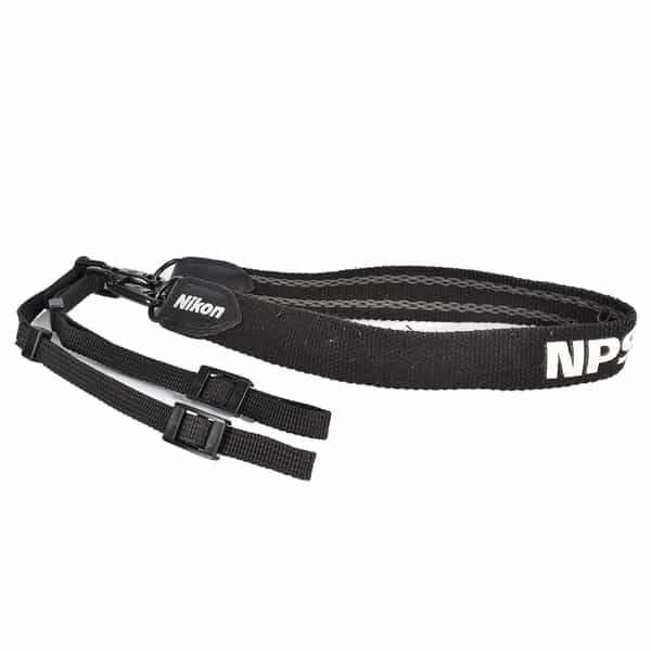 Domke Neck Strap 1\" Wide Black, Printed White \"NPS Nikon Professional  Services\" at KEH Camera