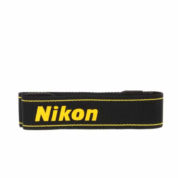 Nikon Neck Strap 1.5" Wide Black/Yellow Printed at KEH Camera