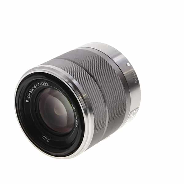 Sony E 18-55mm f/3.5-5.6 OSS Autofocus APS-C Lens for E-Mount, Silver {49}  SEL1855 at KEH Camera