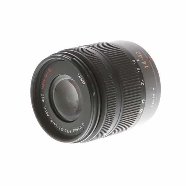 Panasonic Lumix G Vario 14-42mm f/3.5-5.6 ASPH. Mega O.I.S. Autofocus Lens  for MFT (Micro Four Thirds), Black/Dark Silver {52} at KEH Camera