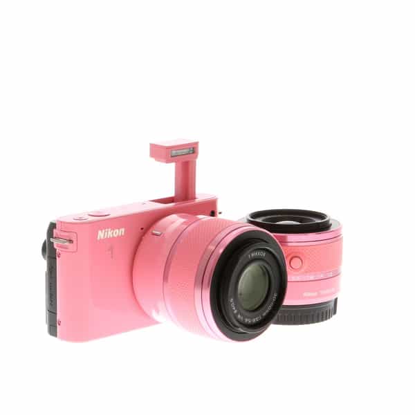 Nikon 1 J1 Mirrorless Camera, Pink {10.1MP} with 10-30mm f/3.5-5.6 VR, &  30-110mm f/3.8-5.6 VR Lenses, Pink at KEH Camera