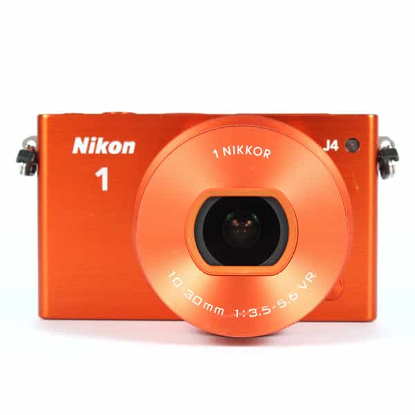 Nikon 1 J4 Mirrorless Digital Camera, Orange {18.4MP} with 10-30mm  f/3.5-5.6 VR PD-Zoom Lens, Orange {40.5} at KEH Camera