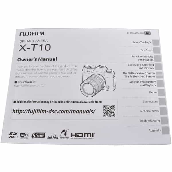 Fujifilm X-T10 Instructions at KEH Camera