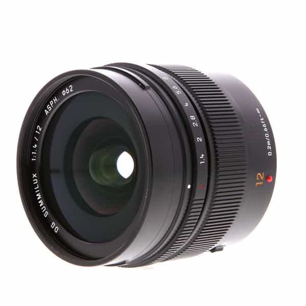 Panasonic Lumix Leica 12mm f/1.4 DG Summilux ASPH. Autofocus Lens for MFT  (Micro Four Thirds), Black {62} at KEH Camera