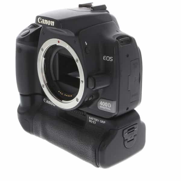 Canon EOS 400D DSLR Camera Body, Black {10.1MP} with BG-E3 Battery Grip,  NB-2LH Battery Holder (European Version of Rebel XTI) at KEH Camera