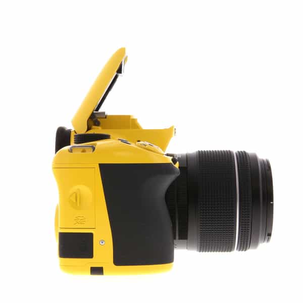 Pentax K-50 DSLR Camera, Yellow with Black Grips {16.3MP} with 18-55mm  f/3.5-5.6 DAL AL WR, Black {52} at KEH Camera