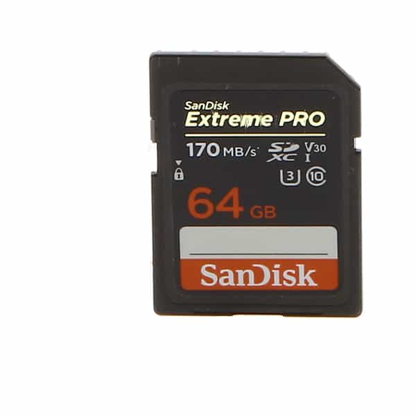 Sandisk 64GB 170 MB/s Extreme PRO Class 10 UHS-I V30 SDXC Memory Card at  KEH Camera
