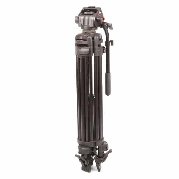 Manfrotto 525MVB Aluminum Tripod with 503 75mm Half Ball Fluid Video Head,  Floor Level Spreader, 3-Section, Black, 16.7-65.6 in. at KEH Camera
