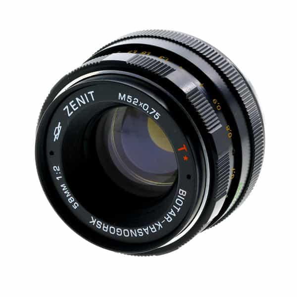 KMZ Zenit 58mm f/2 Biotar-Krasnogorsk Manual Lens for Nikon F-Mount, Black  {52} at KEH Camera