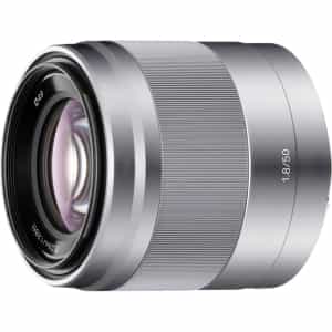 Sony E 50mm f/1.8 E OSS Autofocus APS-C Lens for E-Mount, Silver {49}  SEL50F18 at KEH Camera
