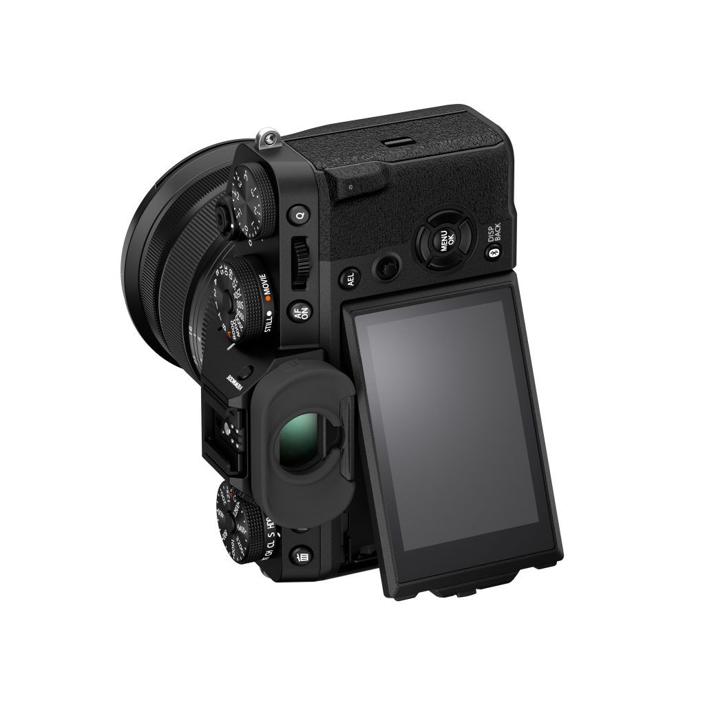 Image 2 - Expert Advice Fujifilm X-T5 sitting vertically to show three-way rotating lens