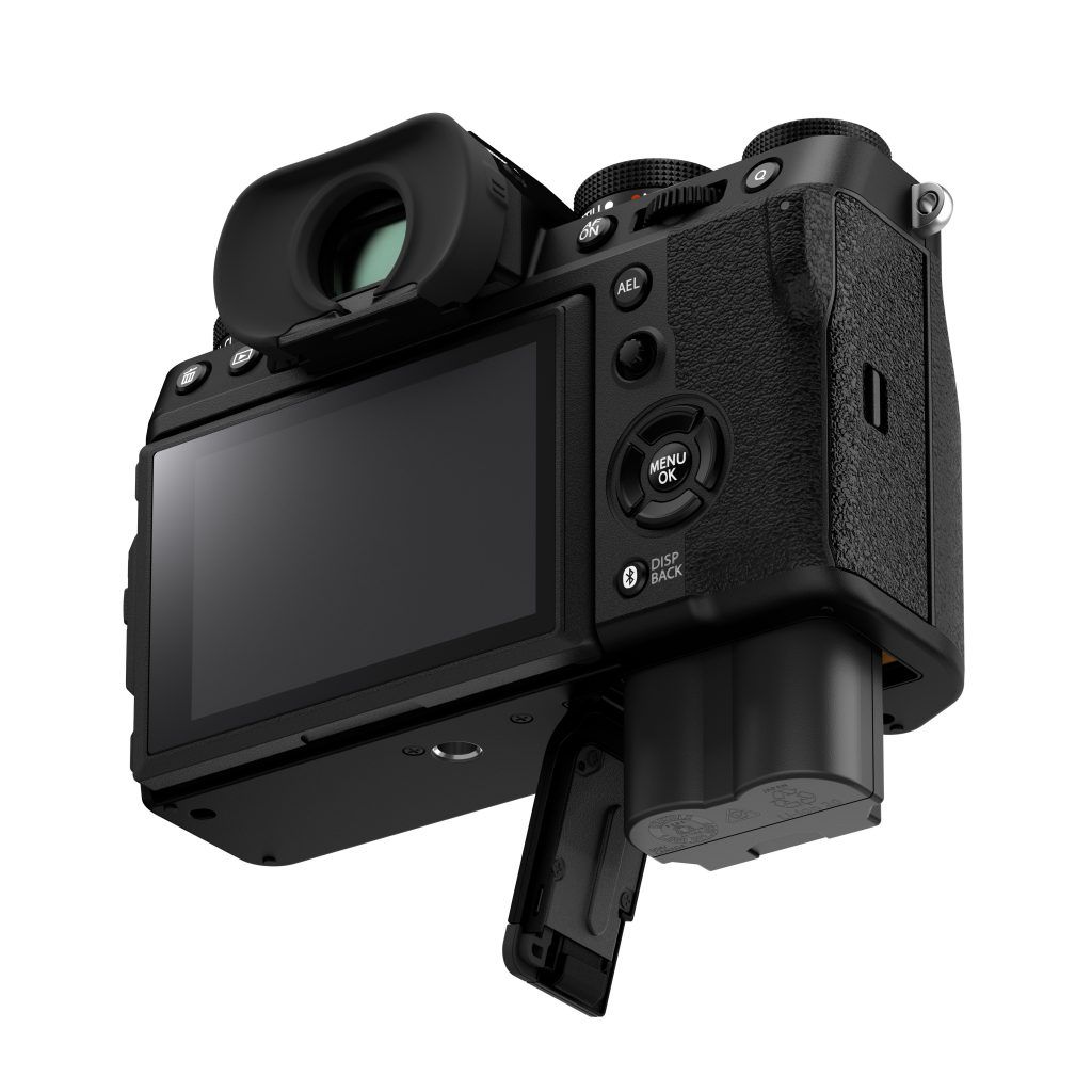 Image 4 - Expert Advice Fujifilm X-T5 with battery door open, showing NP-W235 battery