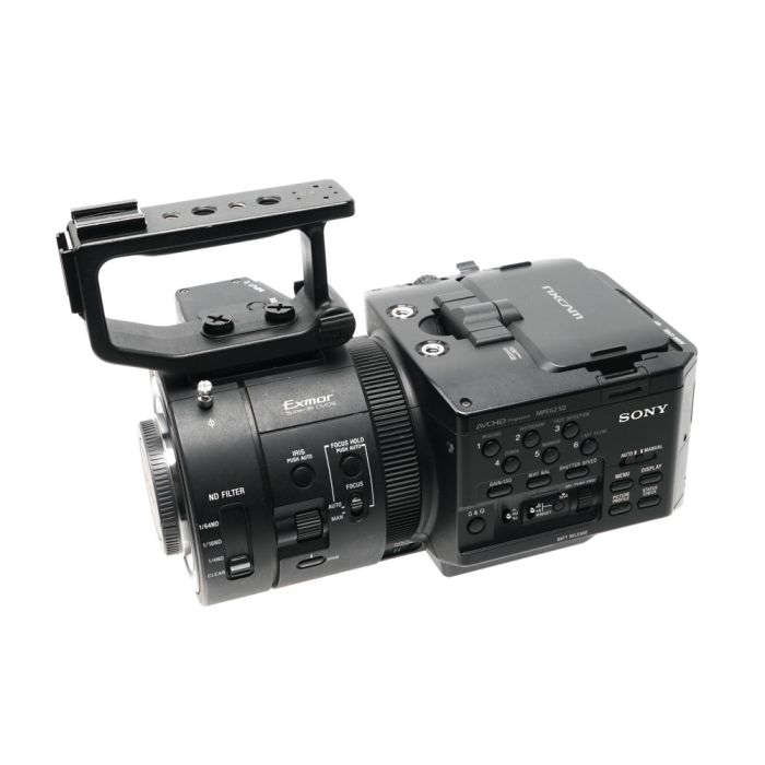 Sony Video NEX-FS700R Super 35 Digital Camcorder, Black {HDFX30p/11.6MP}  with Grip, Top Handle, Viewfinder Tube, ECM-XM1 Shotgun Microphone at KEH  Camera