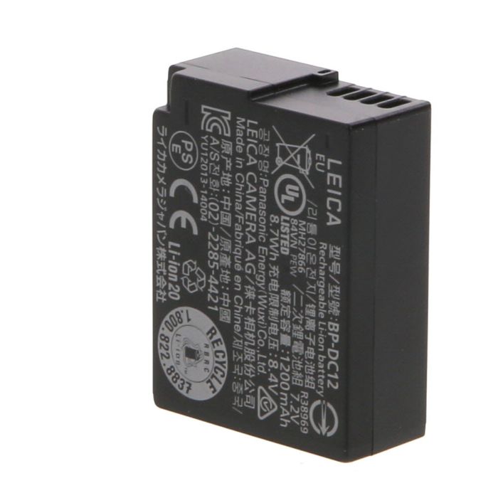 Leica BP-DC12 Lithium-Ion Battery for CL, Q (Type 116), V-Lux (Type 114),  V-Lux 4, V-Lux 5 (19500) at KEH Camera